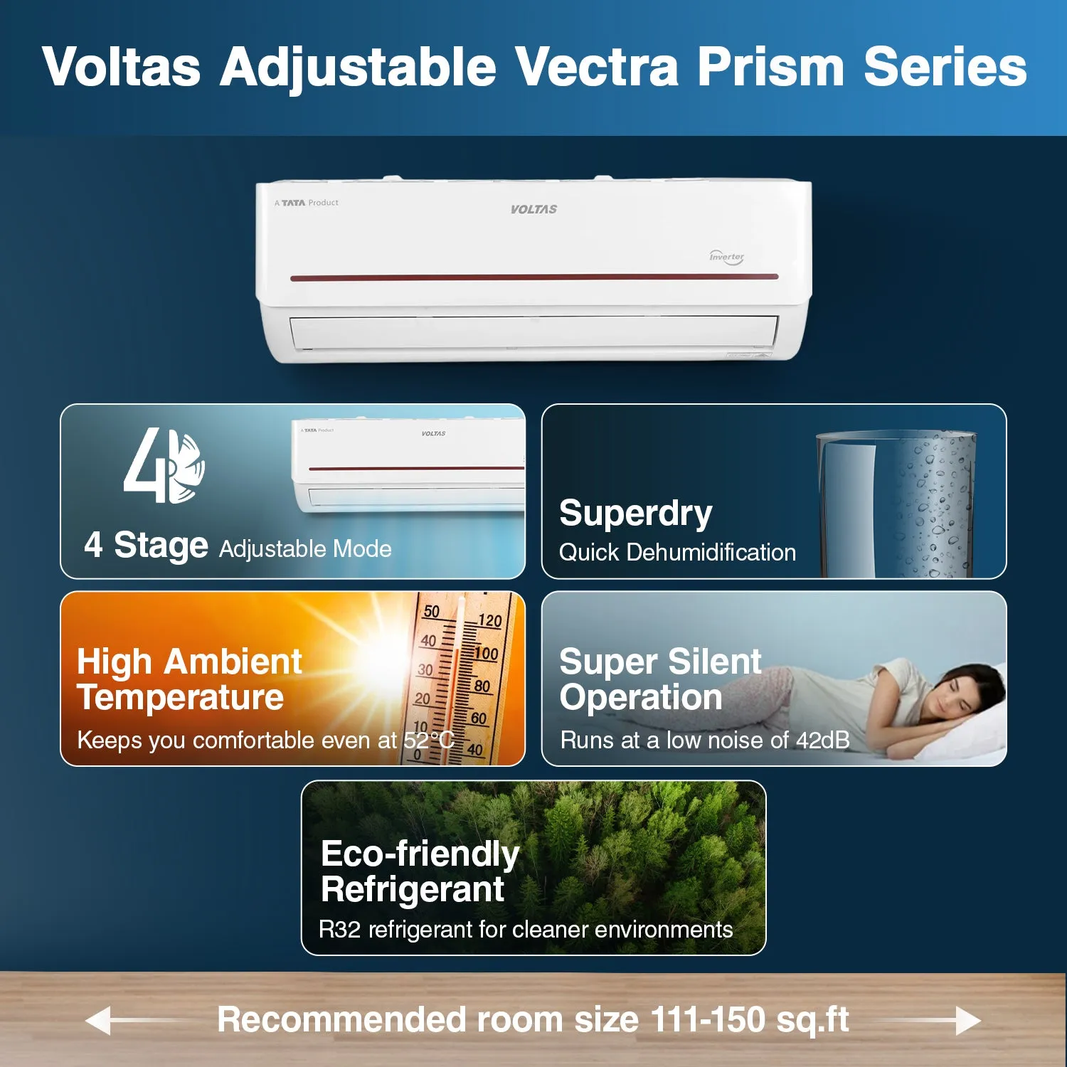 Voltas Adjustable Inverter Split AC, 1.5 Ton, 3 star - 183V Vectra Prism