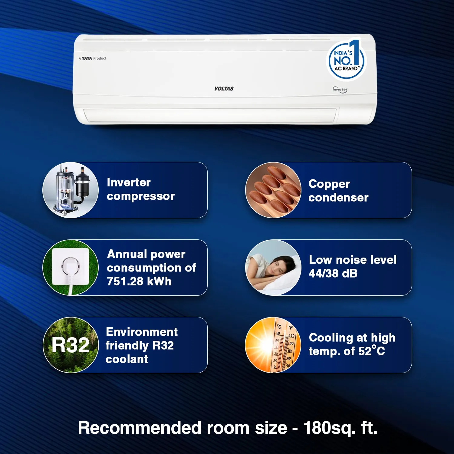 Voltas Adjustable Inverter Split AC, 1.5 Ton, 5 star - 185V CAR