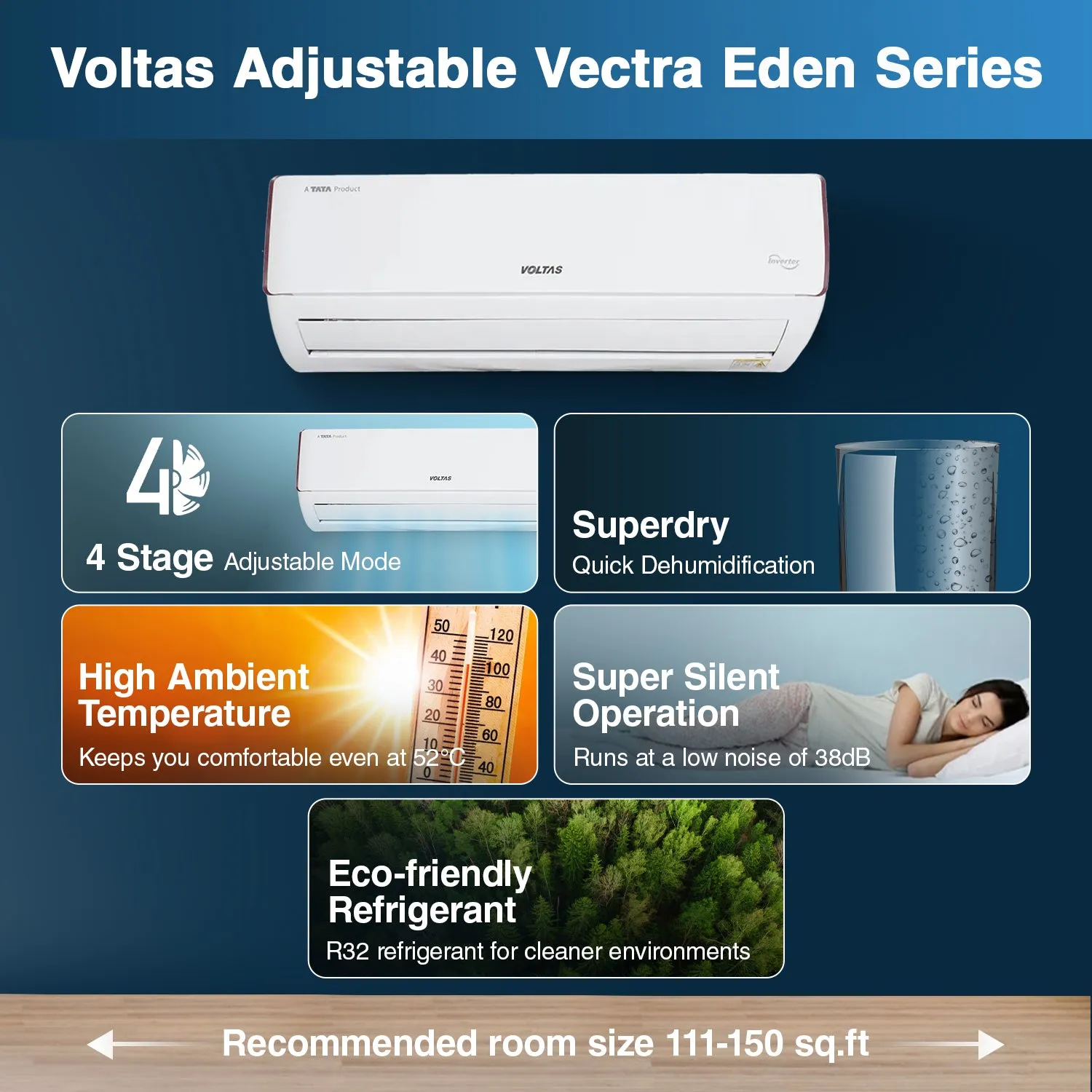 Voltas Adjustable Inverter Split AC, 1.5 Ton, 5 star - 185V Vectra Eden