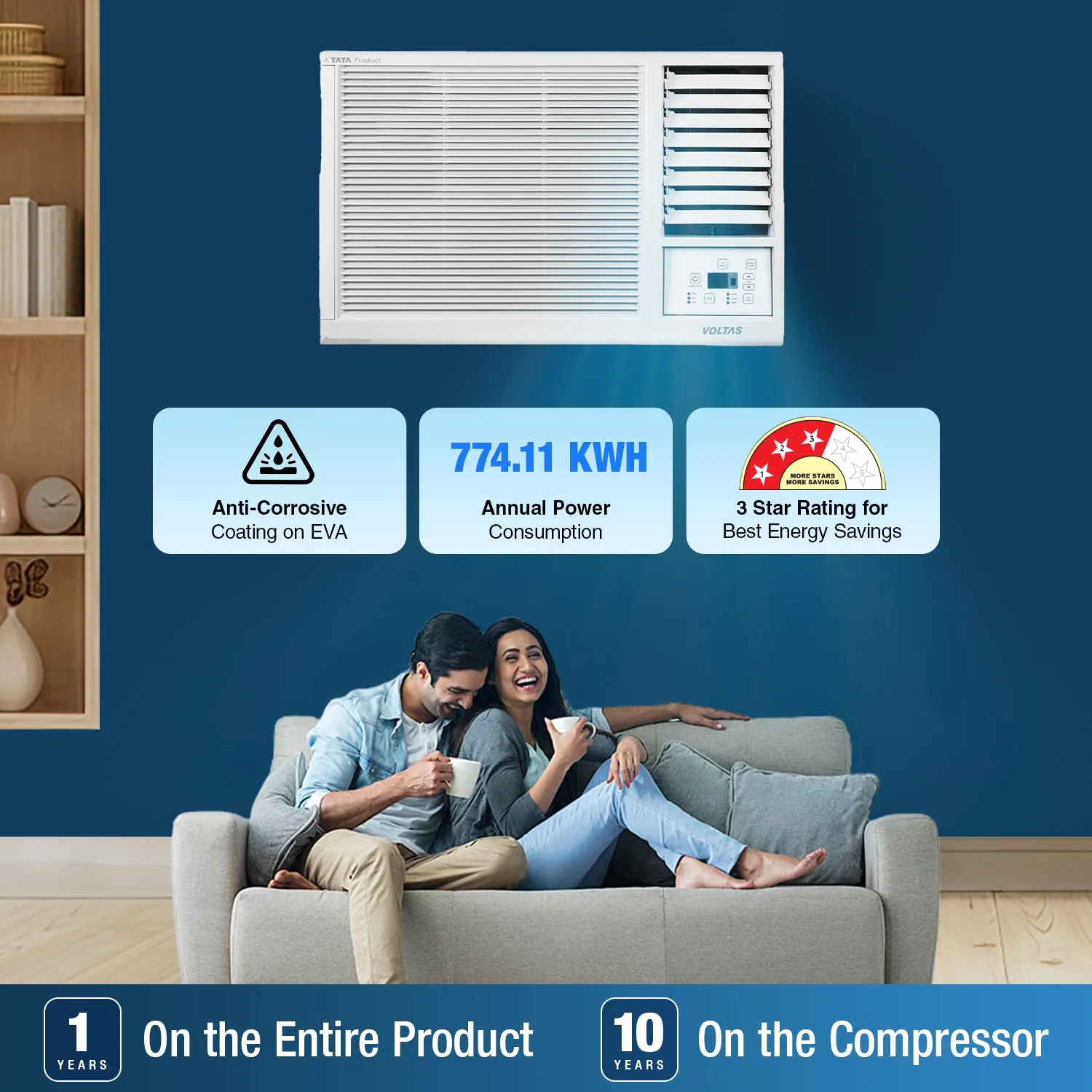 Voltas Fixed Speed Window AC, 1 Ton, 3 star - 123 Vectra Platina