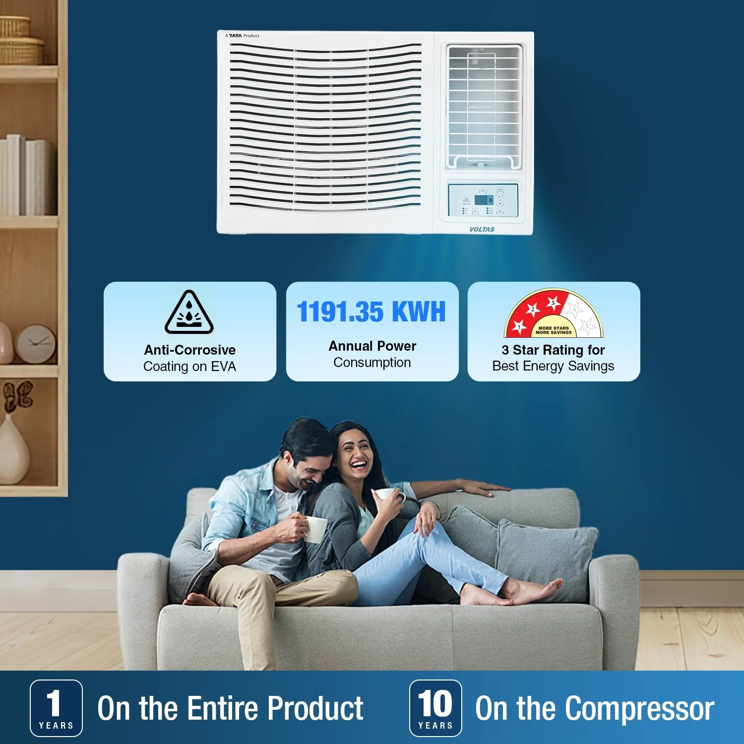 Voltas Fixed Speed Window AC, 1.5 Ton, 3 Star- 183 Vectra Prism