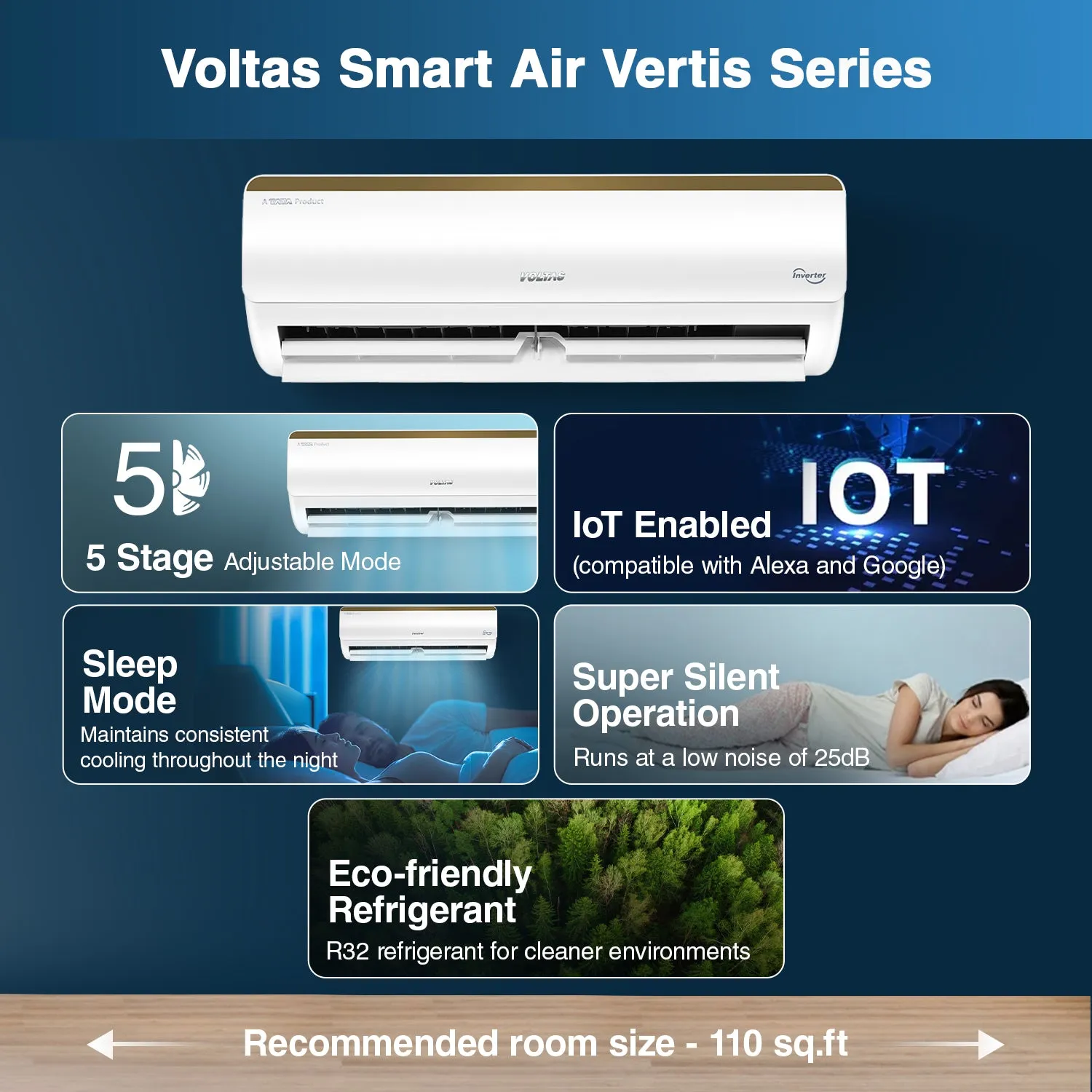 Voltas SmartAir Inverter AC, 1 Ton, 3 star - 123V Vertis Elite Gold