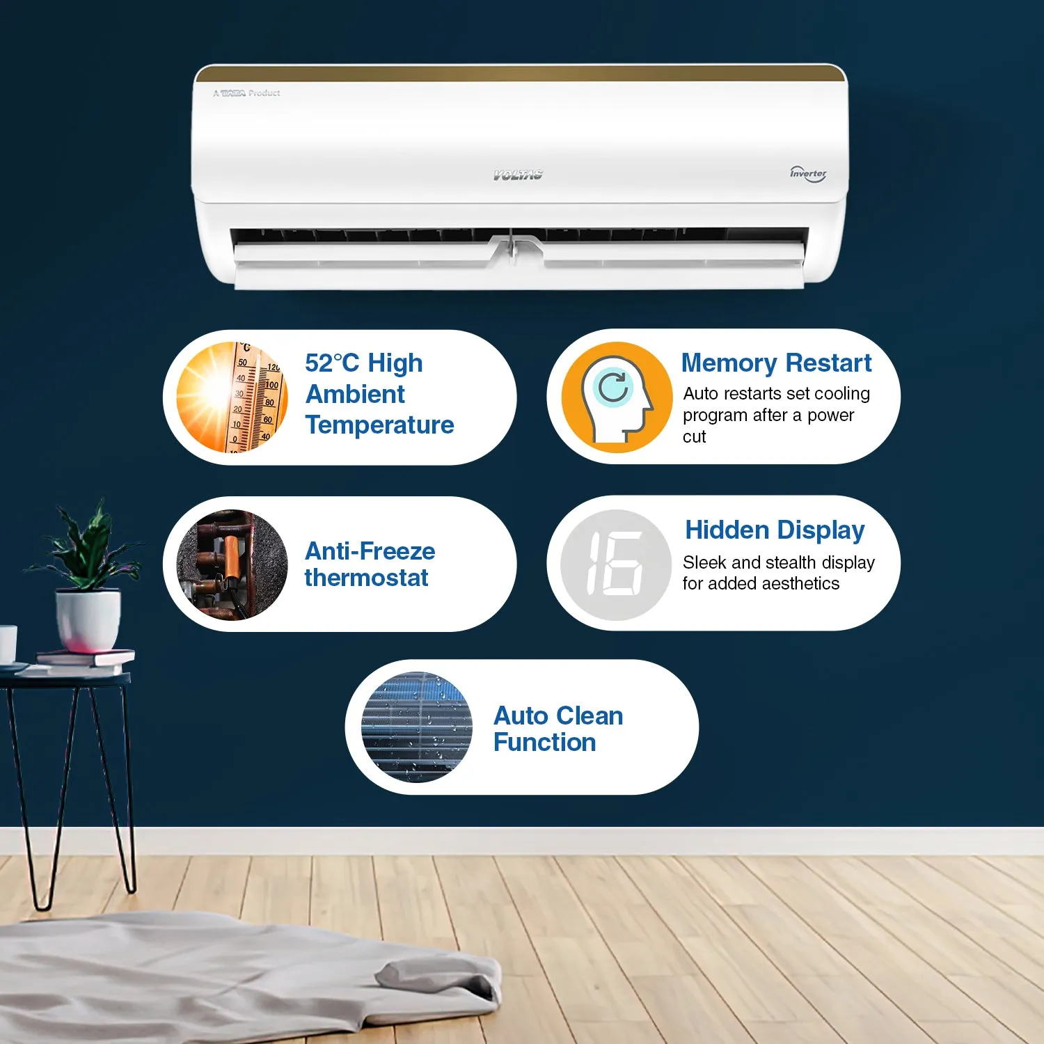 Voltas SmartAir Inverter AC, 1 Ton, 3 star - 123V Vertis Elite Gold