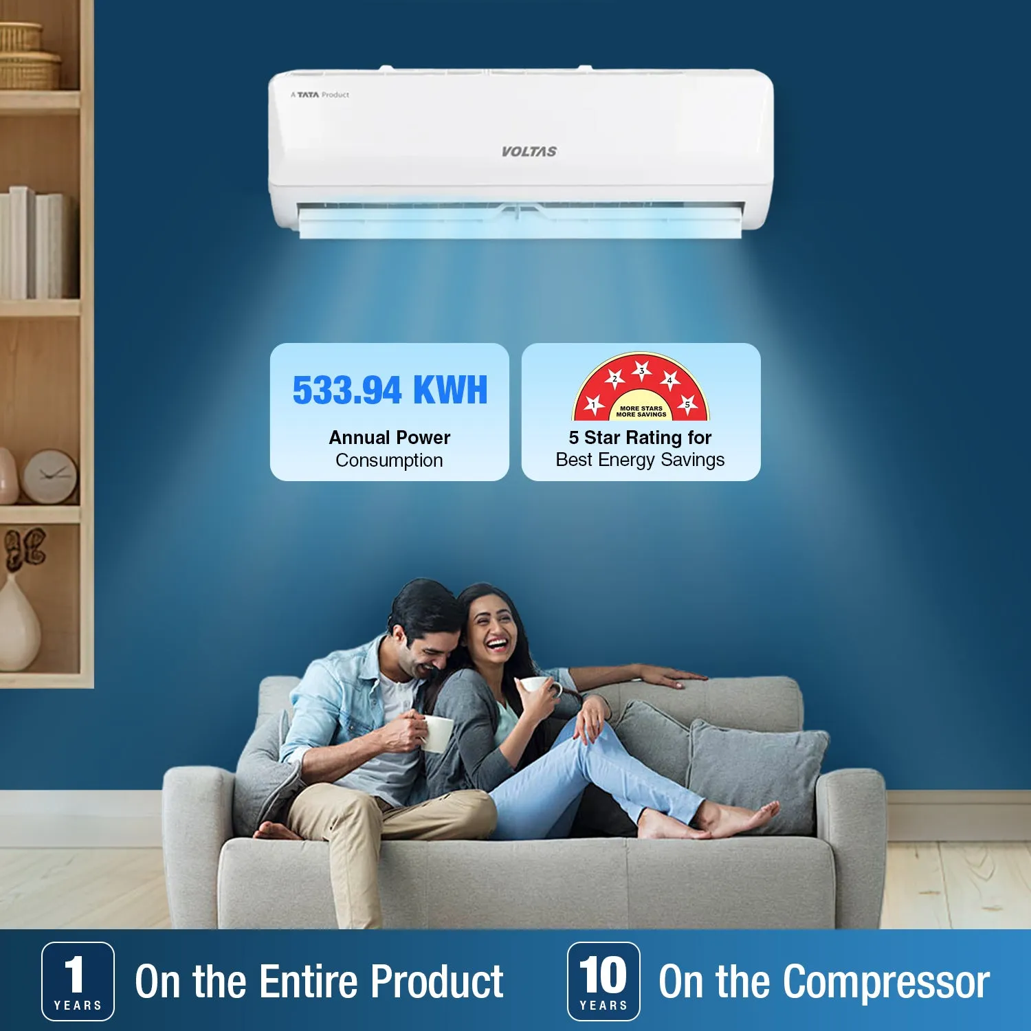 Voltas SmartAir Inverter AC, 1.5 Ton, 5 star - 185V Vertis Emerald