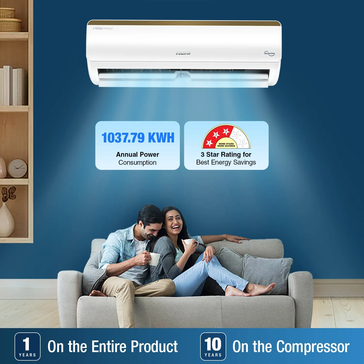 Voltas SmartAir Inverter Split AC, 1.5 Ton 3 star - 183V Vertis Elite Gold-1