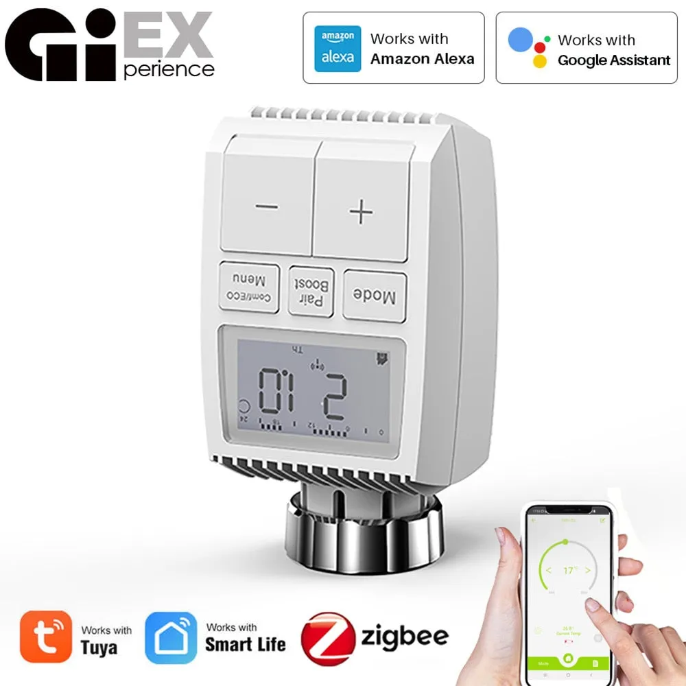 ZigBee3.0 Smart WIFI Thermostatic Radiator Valve Actuator TRV Programmable Temperature Controller Alexa Tuya Google Assistant